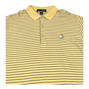 Masters Collection Men's Large Yellow Black Stripe Golf Polo Shirt Logo